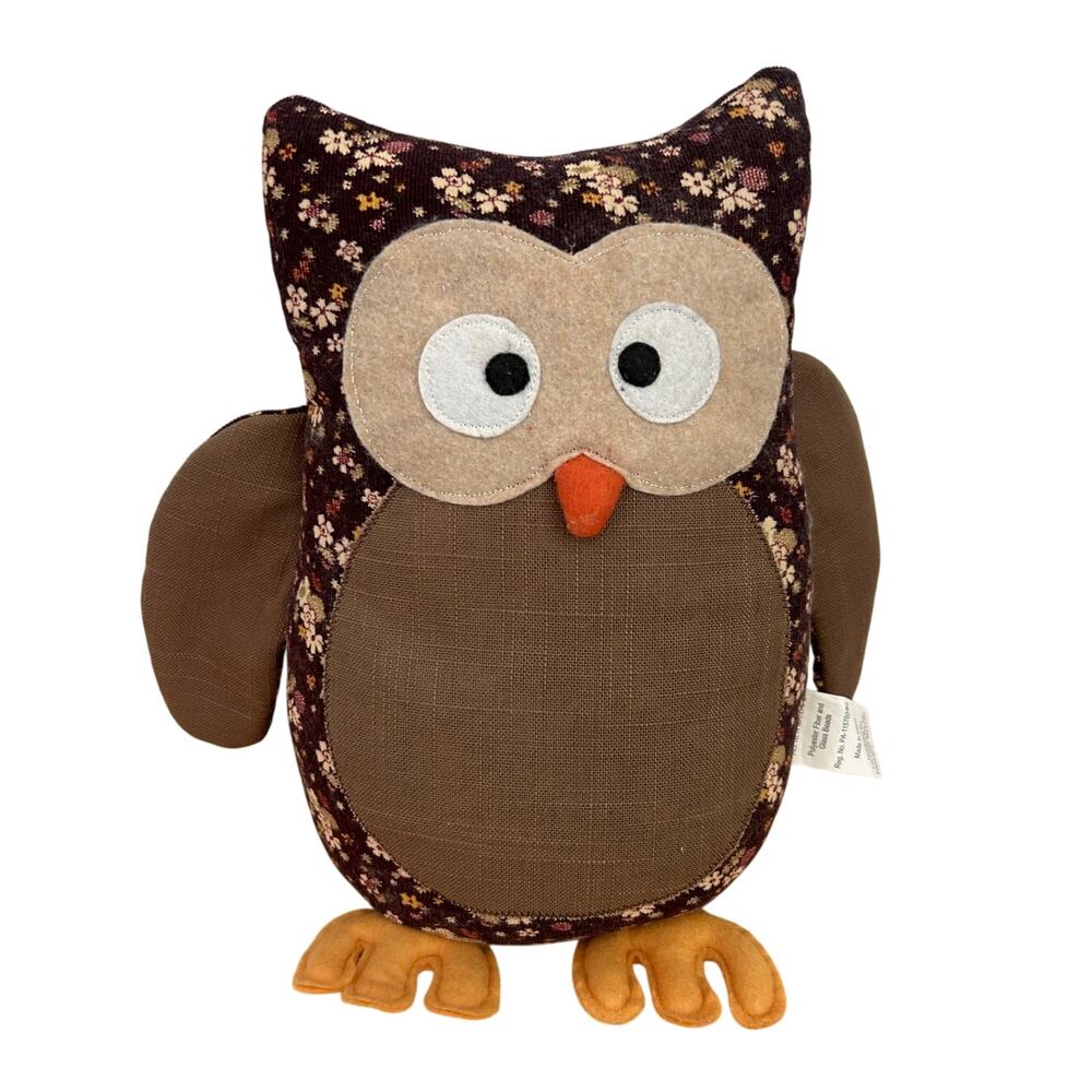 TJX HomeGoods Brown Floral Owl Decor Plush 